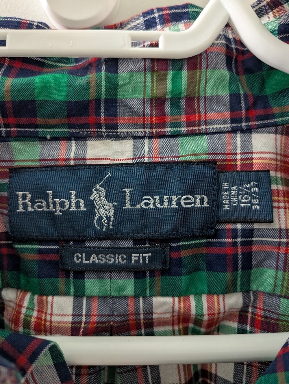 Ralph Lauren Classic Fit Plaid Button-Up Shirt - Green/Navy/Red - Picture 3 of 3